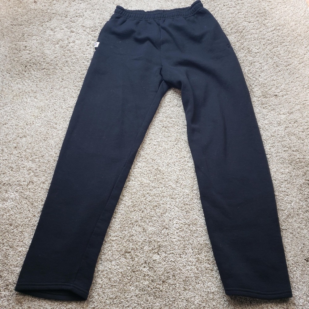 Russell Athletic Pants Mens Medium Black Sweatpants Fleece Elastic Waist Pull On